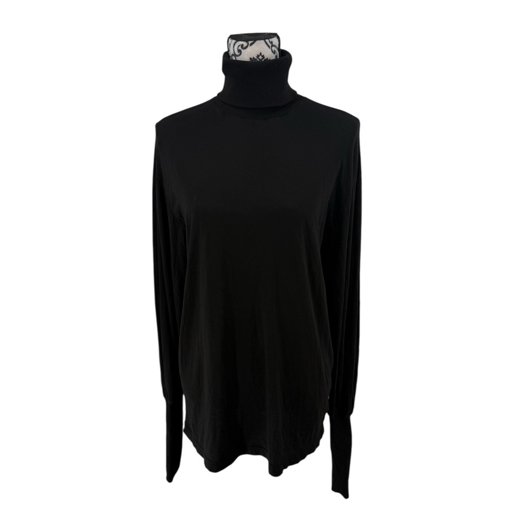 Agolde Black Long Sleeve Turtleneck Top Minimalist Designer Layering Piece, S